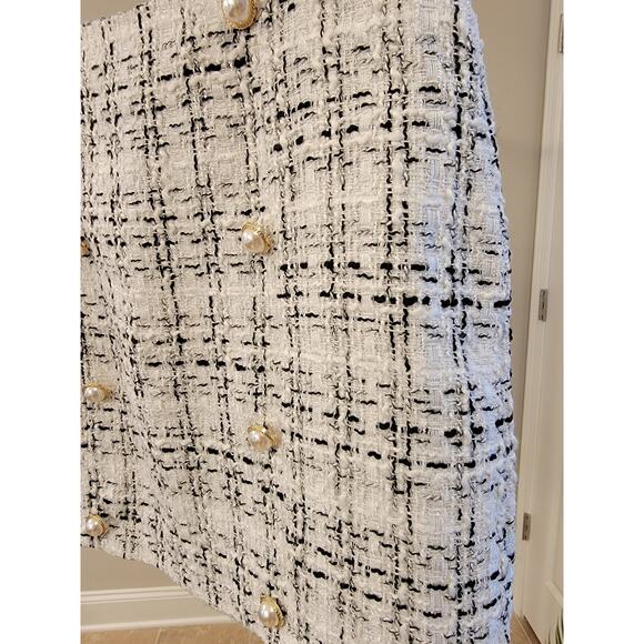 Black and White Skirt Gold Button Accents - Picture 2 of 4